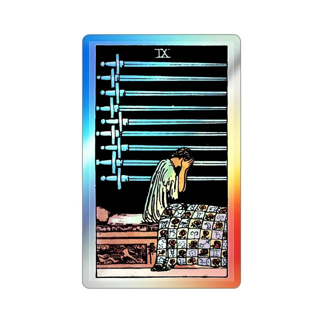 The 9 of Swords (Tarot Card) Holographic STICKER Die-Cut Vinyl Decal 2 Inch Holographic - The Sticker Space