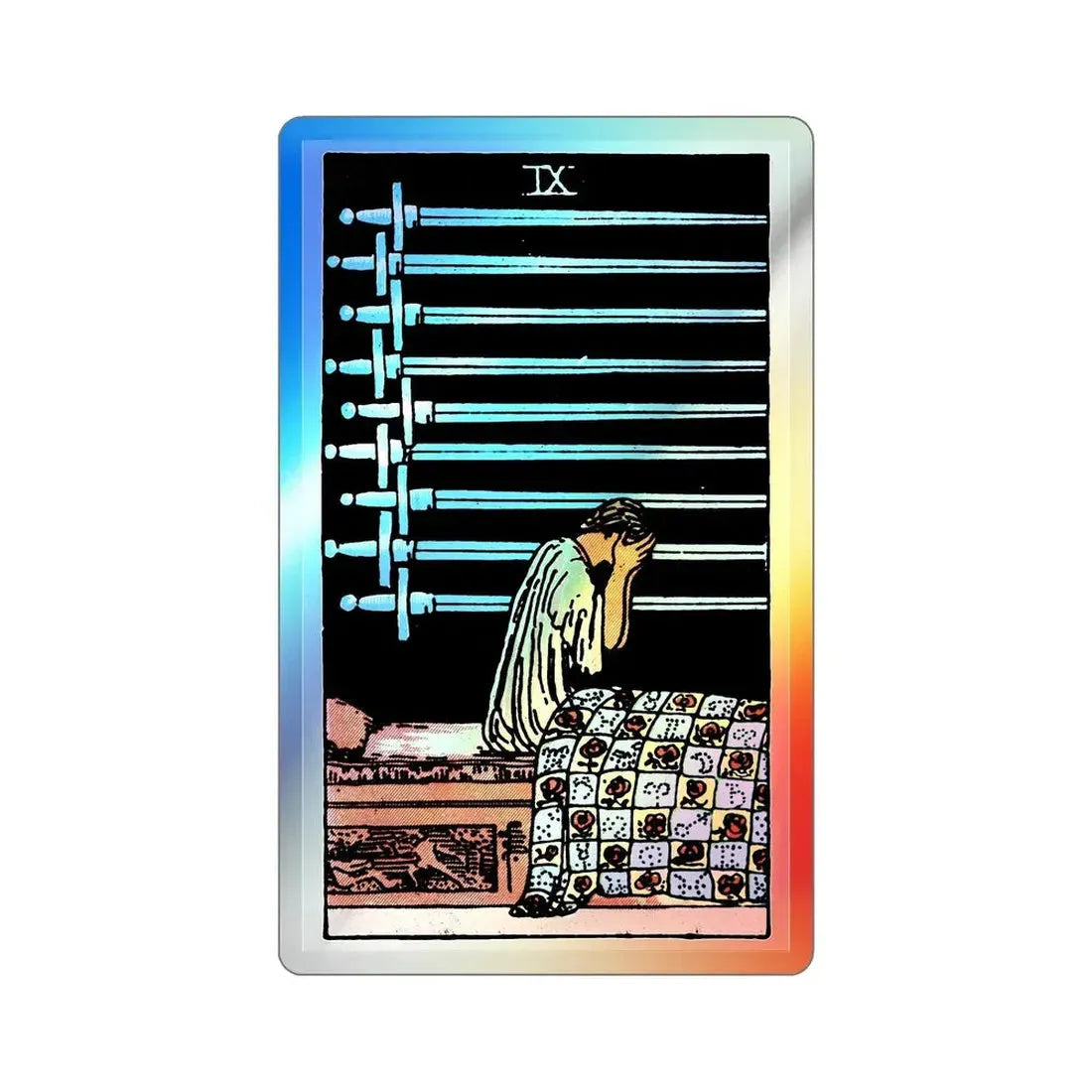 The 9 of Swords (Tarot Card) Holographic STICKER Die-Cut Vinyl Decal 6 Inch Holographic - The Sticker Space