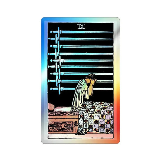 The 9 of Swords (Tarot Card) Holographic STICKER Die-Cut Vinyl Decal 6 Inch Holographic - The Sticker Space