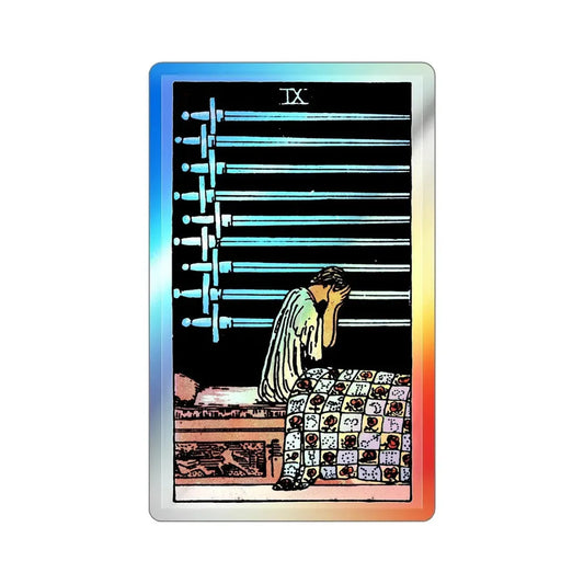 The 9 of Swords (Tarot Card) Holographic STICKER Die-Cut Vinyl Decal 6 Inch Holographic - The Sticker Space