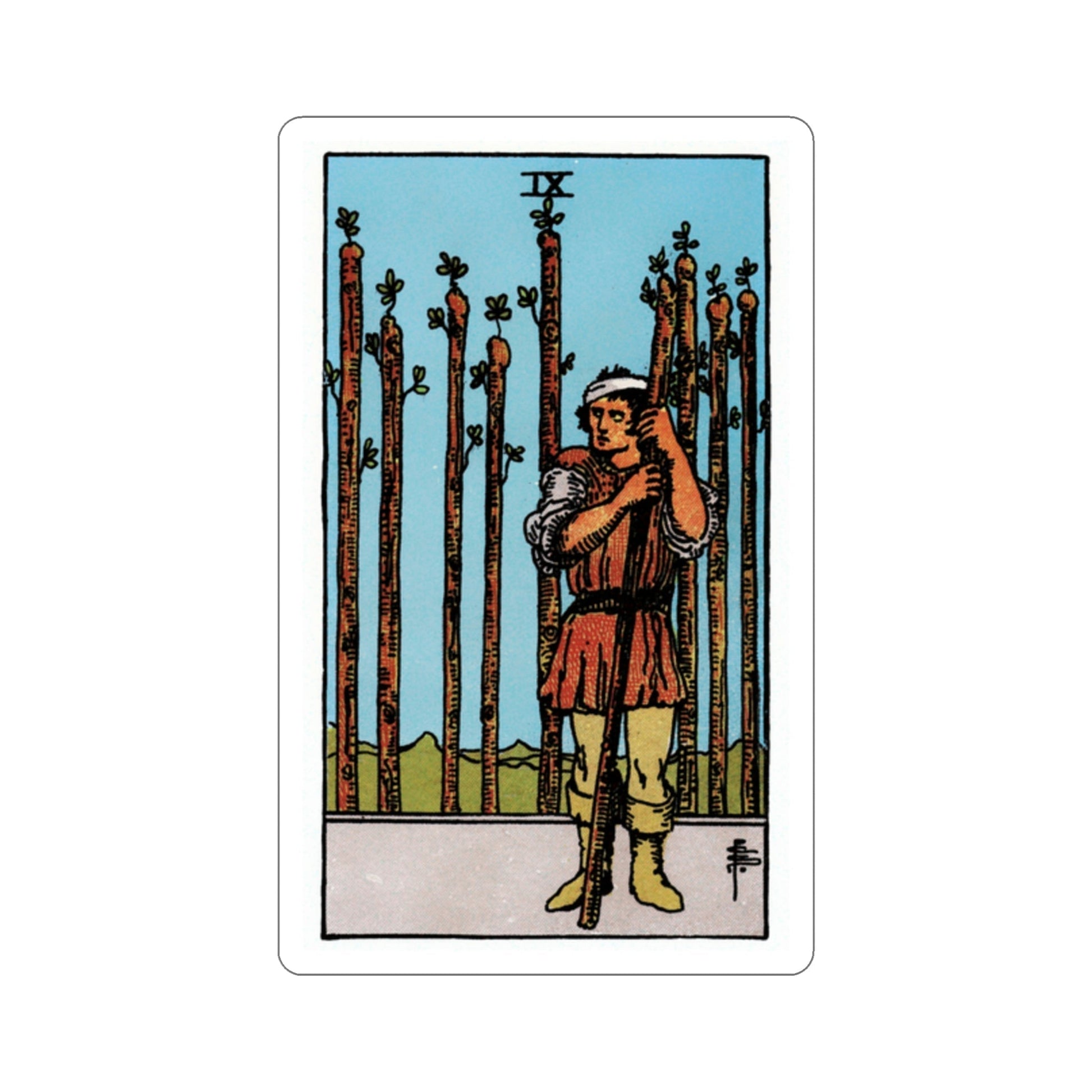 The 9 of Wands (Rider Waite Tarot Deck) STICKER Vinyl Die-Cut Decal-2 Inch-The Sticker Space