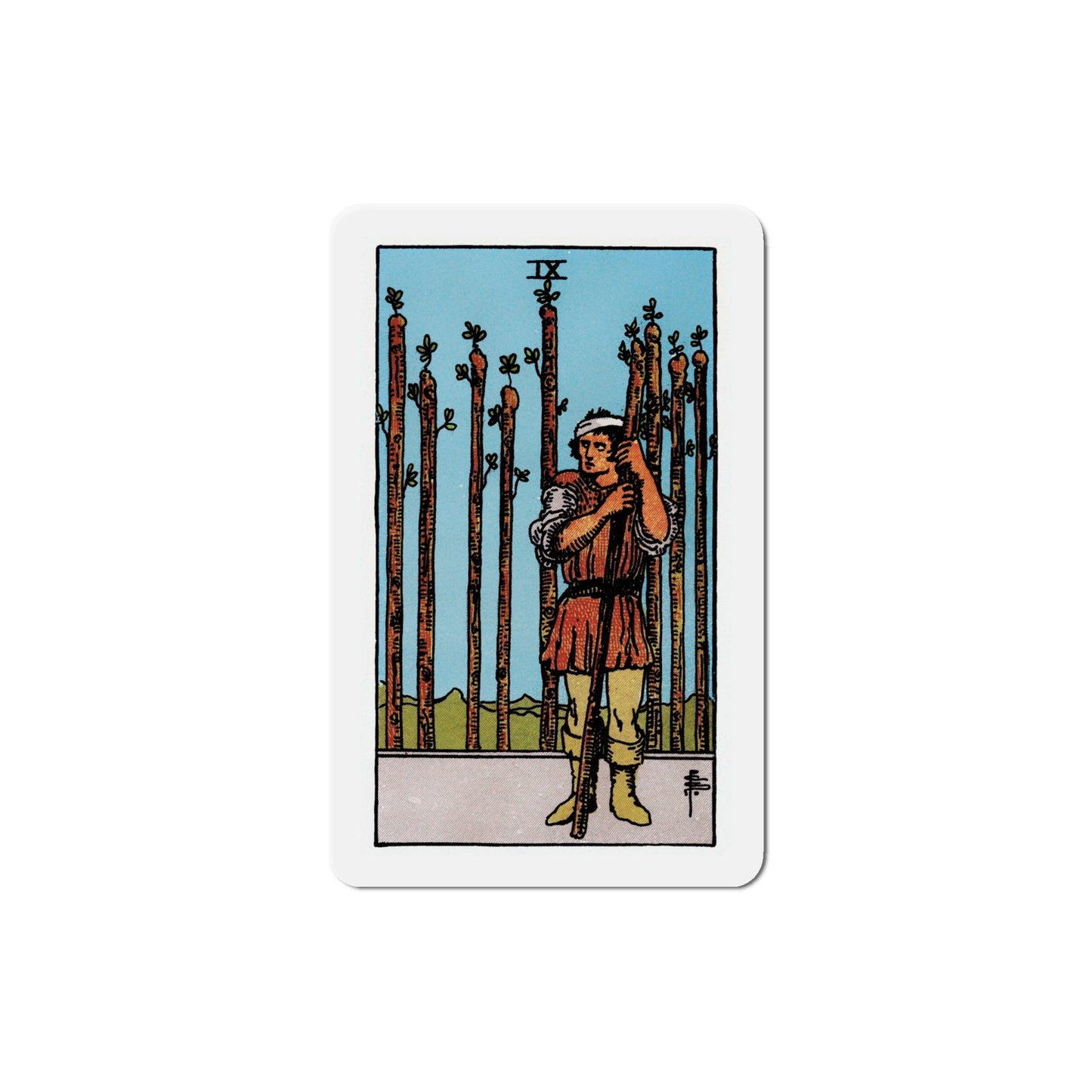 The 9 of Wands (Tarot Card) Die-Cut Magnet-6 Inch-The Sticker Space