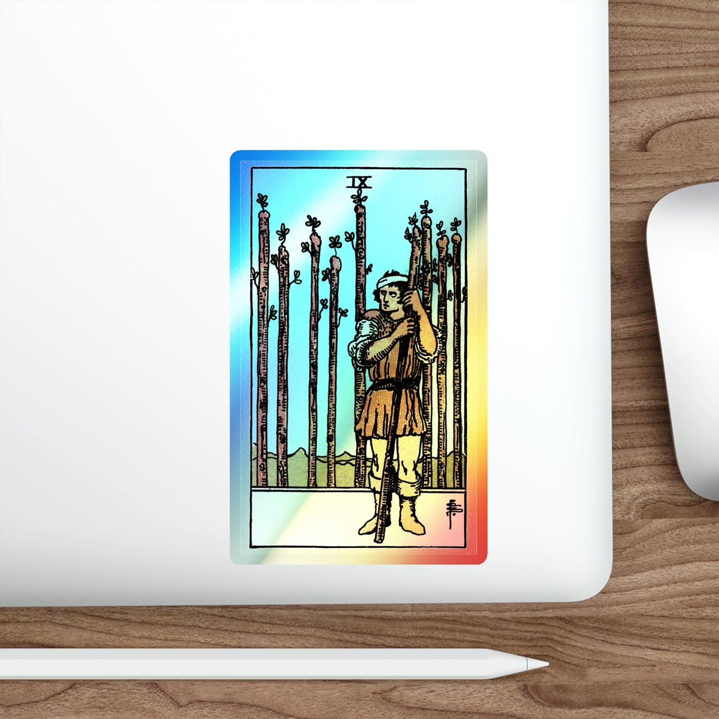 The 9 of Wands (Tarot Card) Holographic STICKER Die-Cut Vinyl Decal-The Sticker Space