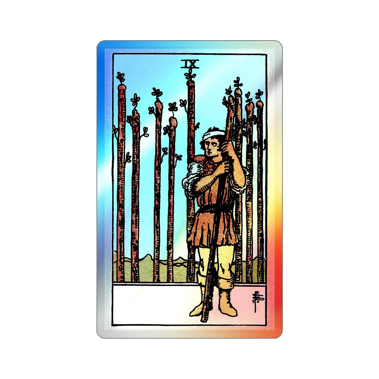 The 9 of Wands (Tarot Card) Holographic STICKER Die-Cut Vinyl Decal-5 Inch-The Sticker Space