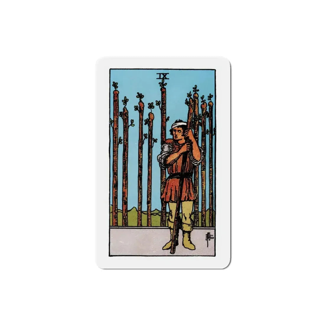 The 9 of Wands (Tarot Card) Refrigerator Magnet 3 Inch - The Sticker Space