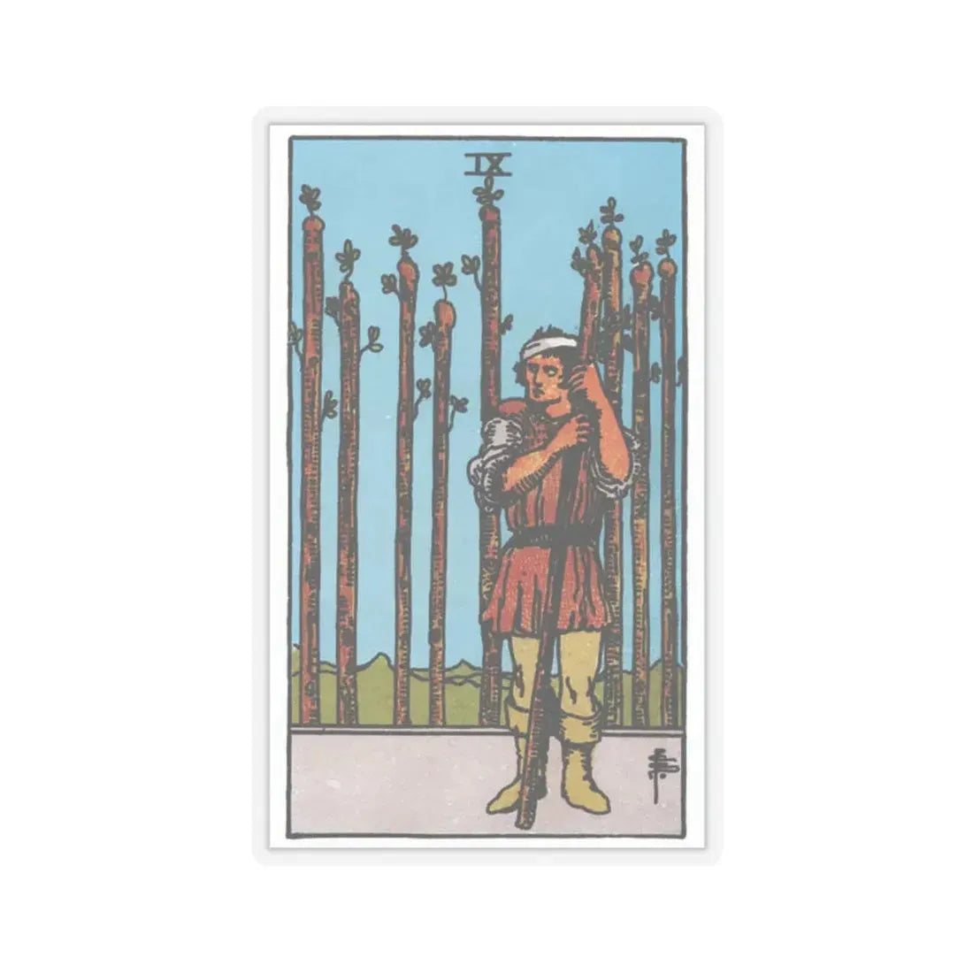 The 9 of Wands (Tarot Card) STICKER Vinyl Kiss-Cut Decal 2 Inch Transparent - The Sticker Space