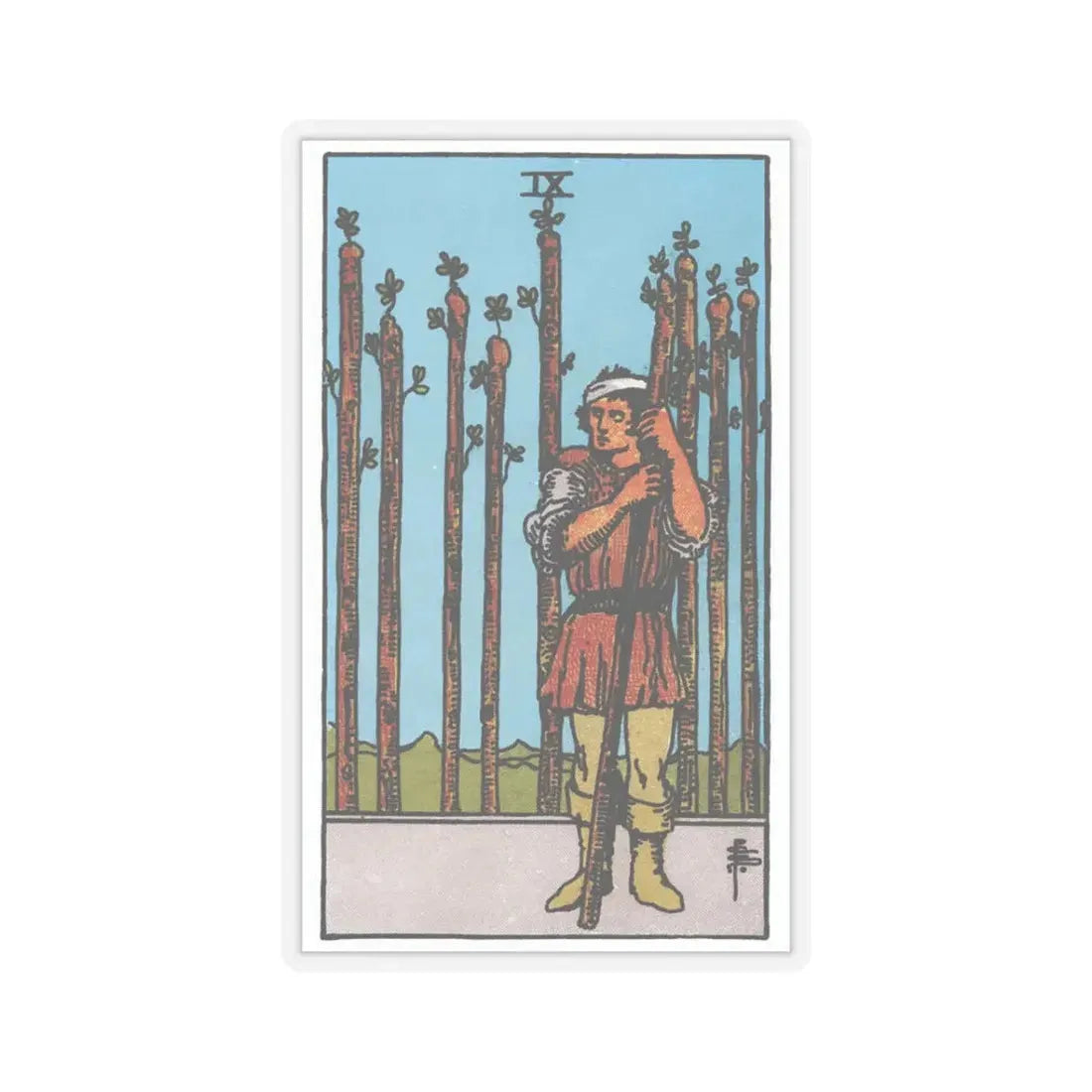 The 9 of Wands (Tarot Card) STICKER Vinyl Kiss-Cut Decal 3 Inch Transparent - The Sticker Space