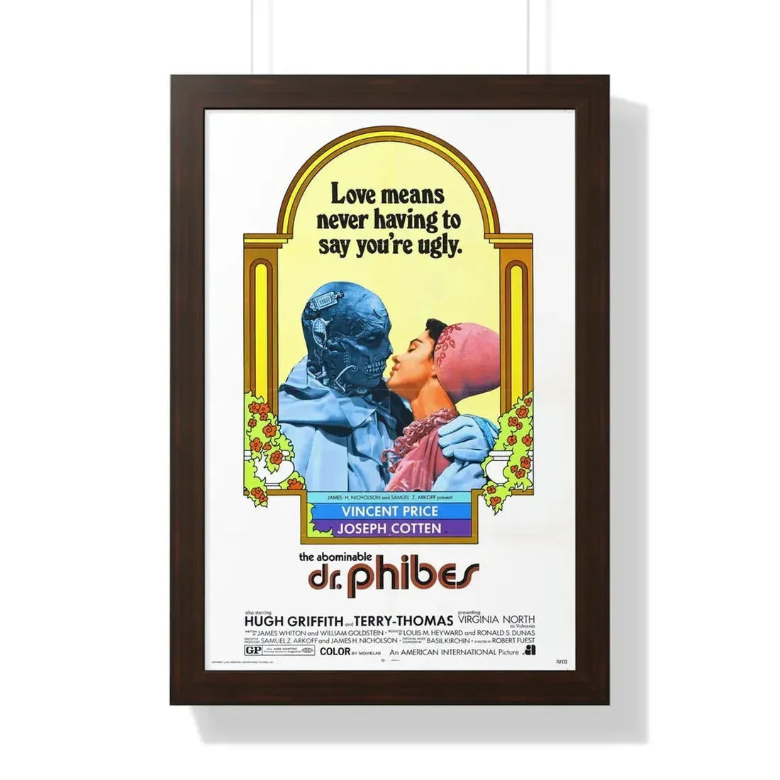 THE ABOMINABLE DR. PHIBES 1971 - Framed Movie Poster 16″ x 24″ Walnut - The Sticker Space