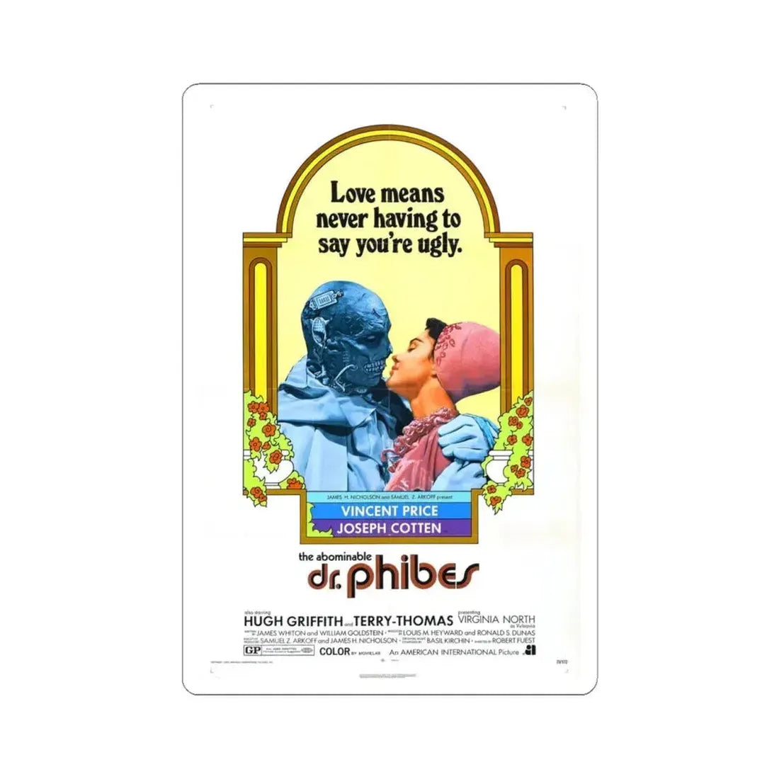 THE ABOMINABLE DR. PHIBES 1971 Movie Poster - STICKER Vinyl Kiss-Cut Decal 4 Inch White - The Sticker Space