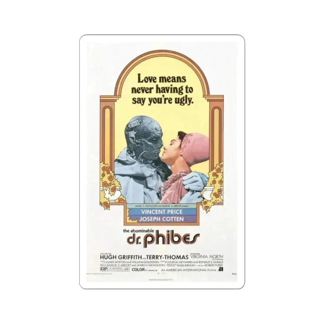 The Abominable Dr Phibes 1971 Movie Poster - STICKER Vinyl Kiss-Cut Decal 6 Inch White - The Sticker Space