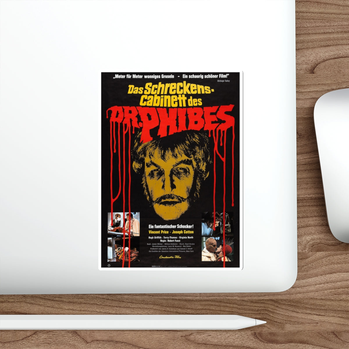 THE ABOMINABLE DR. PHIBES (GERMAN) 1971 Movie Poster STICKER Vinyl Die-Cut Decal-The Sticker Space