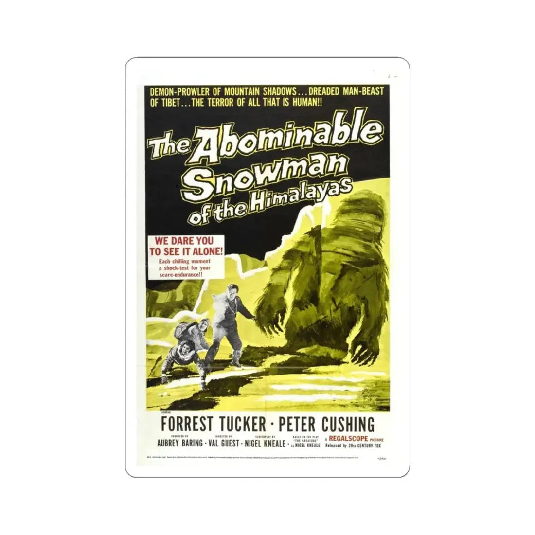 THE ABOMINABLE SNOWMAN 1957 Movie Poster - STICKER Vinyl Kiss-Cut Decal 3 Inch White - The Sticker Space
