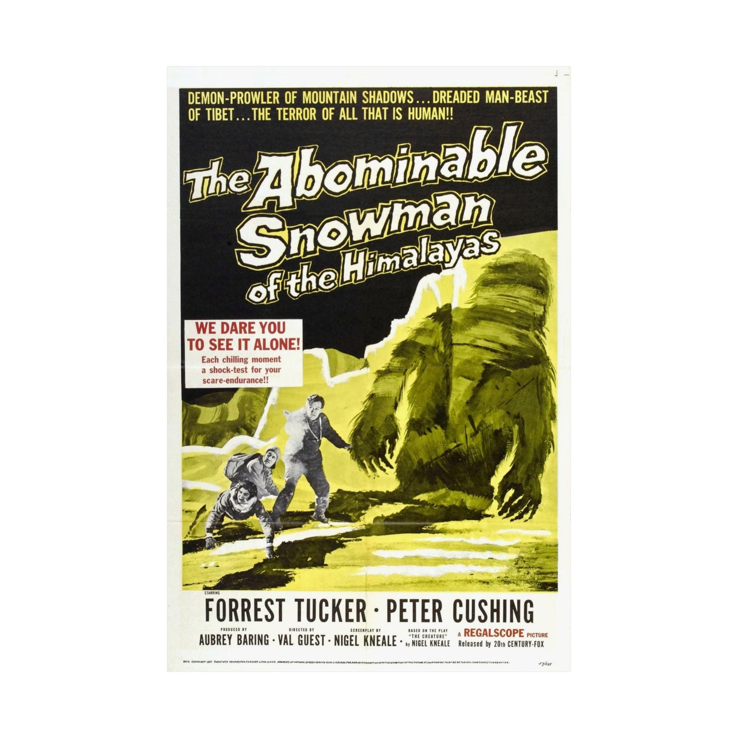 THE ABOMINABLE SNOWMAN 1957 - Paper Movie Poster-The Sticker Space