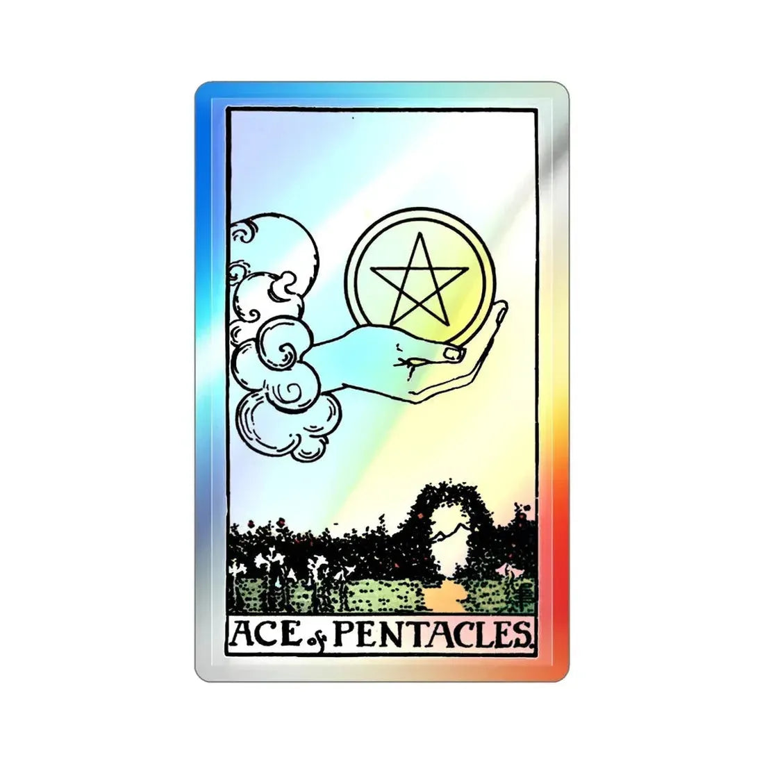 The Ace of Pentacles (Tarot Card) Holographic STICKER Die-Cut Vinyl Decal 2 Inch Holographic - The Sticker Space
