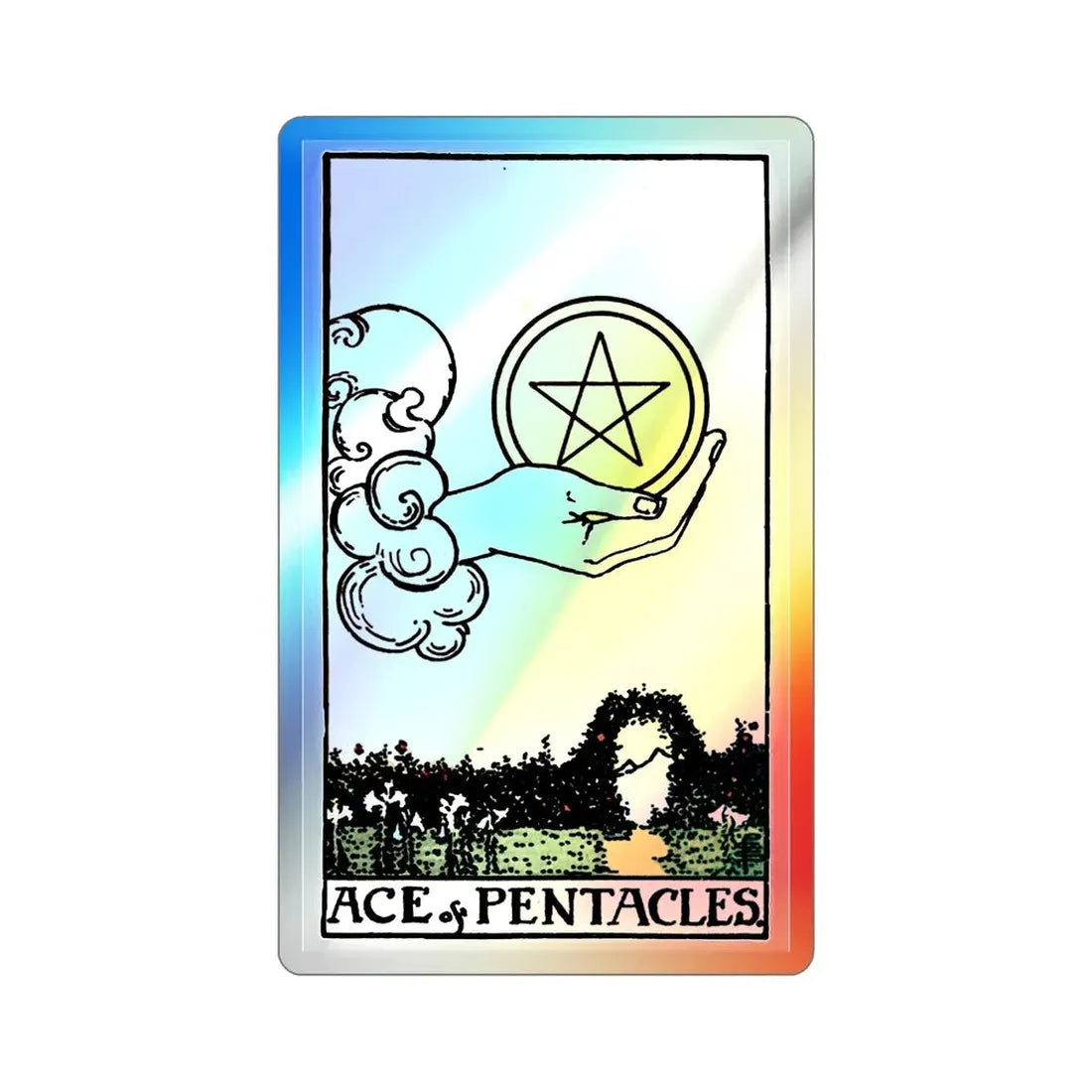 The Ace of Pentacles (Tarot Card) Holographic STICKER Die-Cut Vinyl Decal 2 Inch Holographic - The Sticker Space