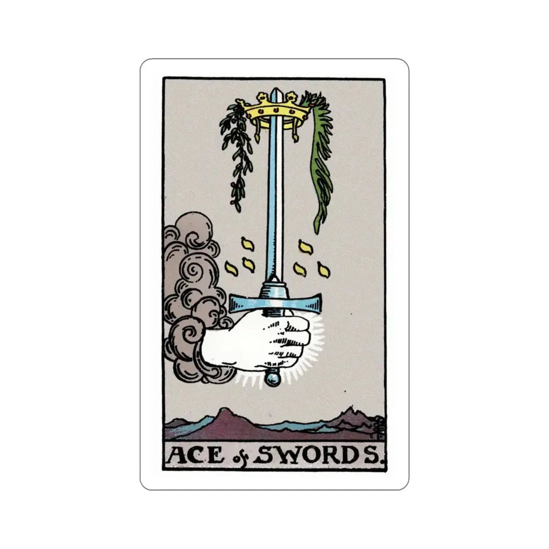 The Ace of Swords (Rider Waite Tarot Deck) STICKER Vinyl Die-Cut Decal 3 Inch - The Sticker Space