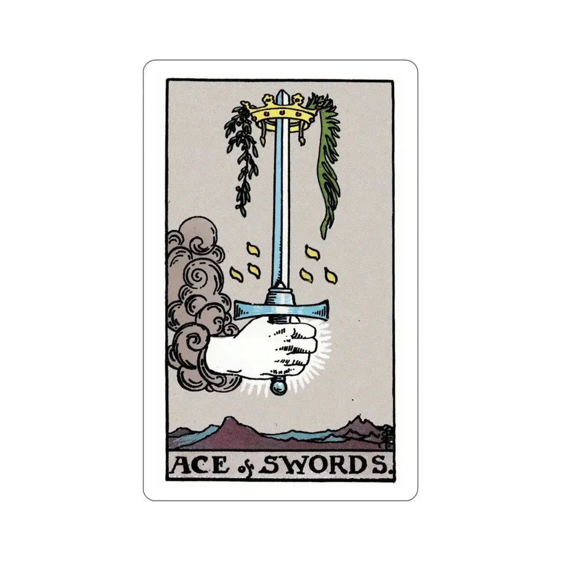 The Ace of Swords (Rider Waite Tarot Deck) STICKER Vinyl Die-Cut Decal 4 Inch - The Sticker Space