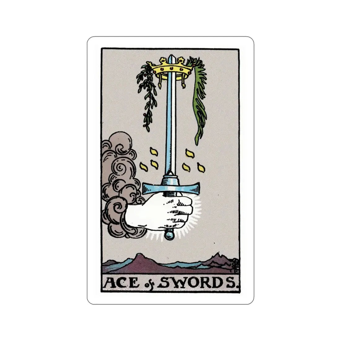 The Ace of Swords (Rider Waite Tarot Deck) STICKER Vinyl Die-Cut Decal 4 Inch - The Sticker Space