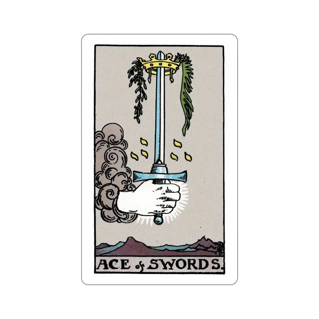 The Ace of Swords (Rider Waite Tarot Deck) STICKER Vinyl Die-Cut Decal 5 Inch - The Sticker Space