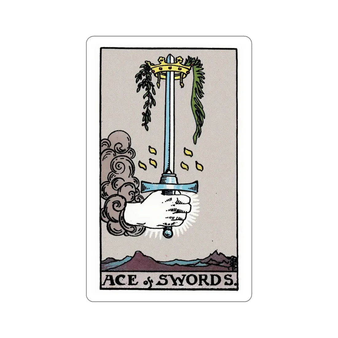 The Ace of Swords (Rider Waite Tarot Deck) STICKER Vinyl Die-Cut Decal 6 Inch - The Sticker Space