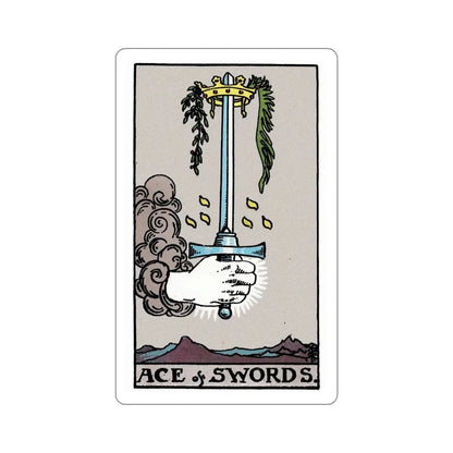 The Ace of Swords (Rider Waite Tarot Deck) STICKER Vinyl Die-Cut Decal 6 Inch - The Sticker Space