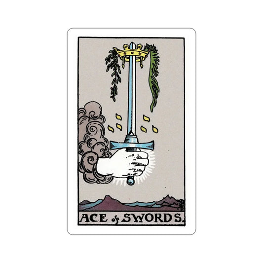 The Ace of Swords (Rider Waite Tarot Deck) STICKER Vinyl Die-Cut Decal 6 Inch - The Sticker Space