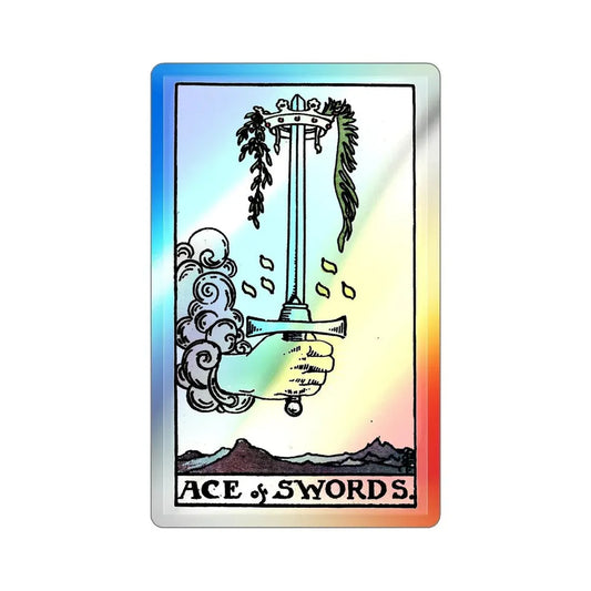 The Ace of Swords (Tarot Card) Holographic STICKER Die-Cut Vinyl Decal 6 Inch Holographic - The Sticker Space