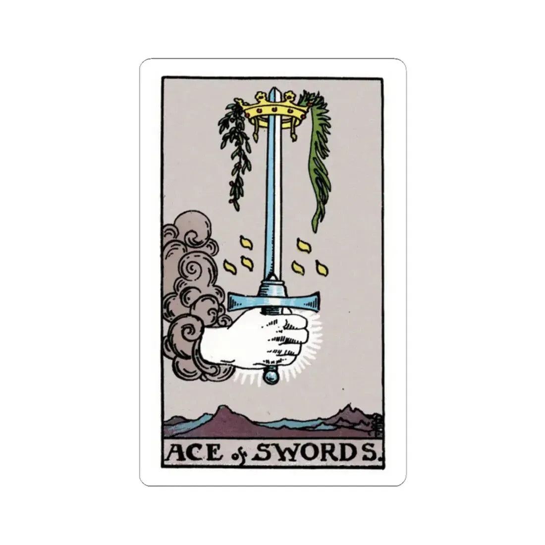 The Ace of Swords (Tarot Card) STICKER Vinyl Kiss-Cut Decal 2 Inch White - The Sticker Space
