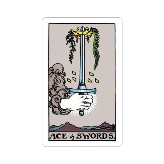 The Ace of Swords (Tarot Card) STICKER Vinyl Kiss-Cut Decal 2 Inch White - The Sticker Space