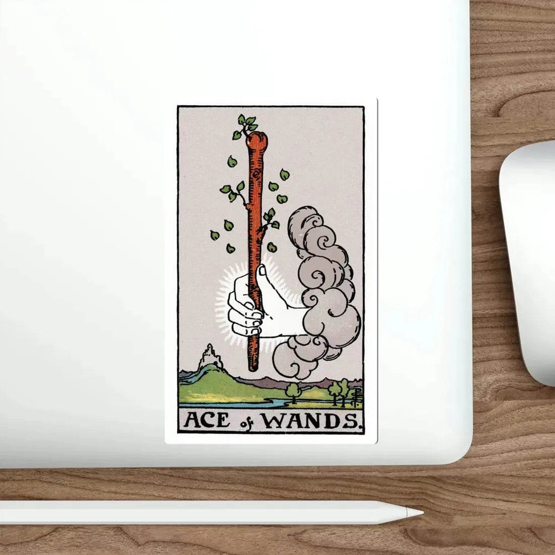 The Ace of Wands (Rider Waite Tarot Deck) STICKER Vinyl Die-Cut Decal - The Sticker Space