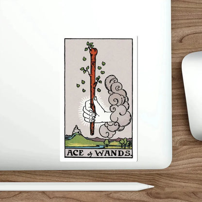 The Ace of Wands (Rider Waite Tarot Deck) STICKER Vinyl Die-Cut Decal - The Sticker Space