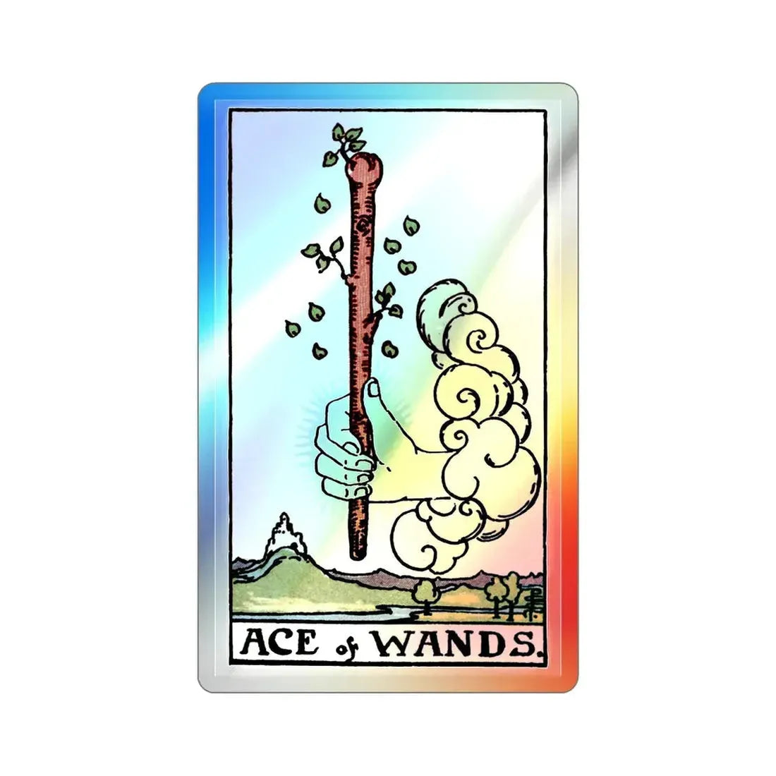 The Ace of Wands (Tarot Card) Holographic STICKER Die-Cut Vinyl Decal 2 Inch Holographic - The Sticker Space