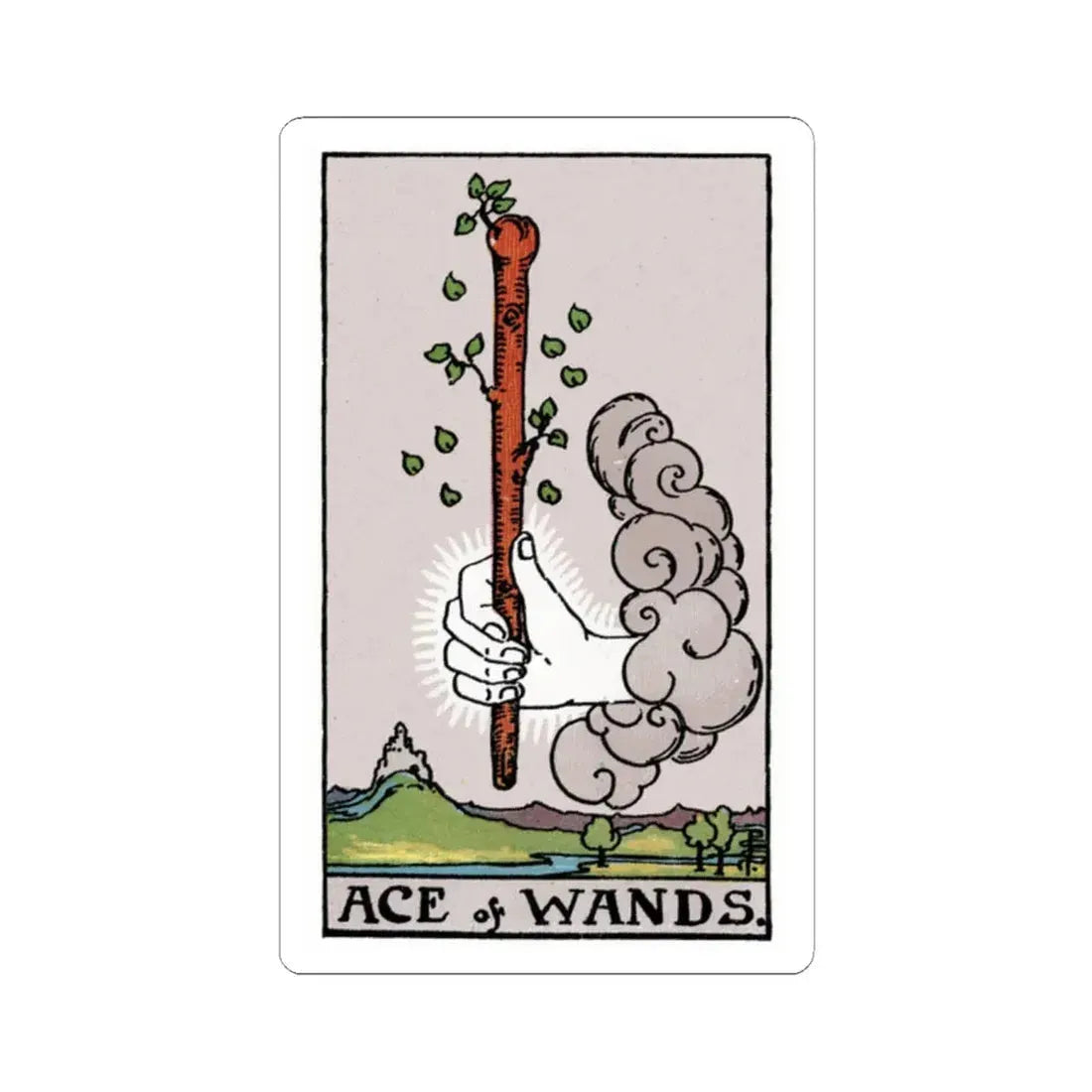 The Ace of Wands (Tarot Card) STICKER Vinyl Kiss-Cut Decal 2 Inch White - The Sticker Space