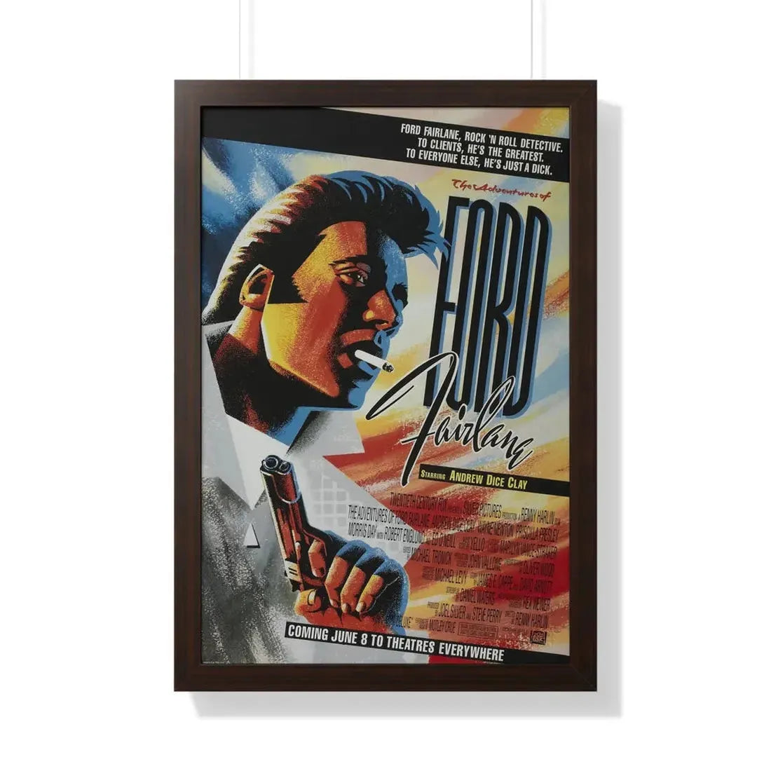 THE ADVENTURES OF FORD FAIRLANE 1990 - Framed Movie Poster 20" x 30" Walnut - The Sticker Space
