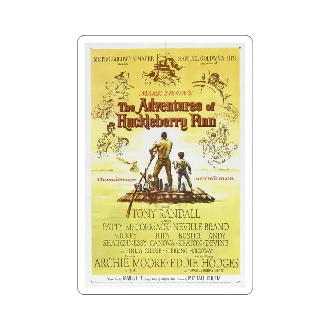 The Adventures of Huckleberry Finn 1960 Movie Poster STICKER Vinyl Die-Cut Decal 4 Inch - The Sticker Space
