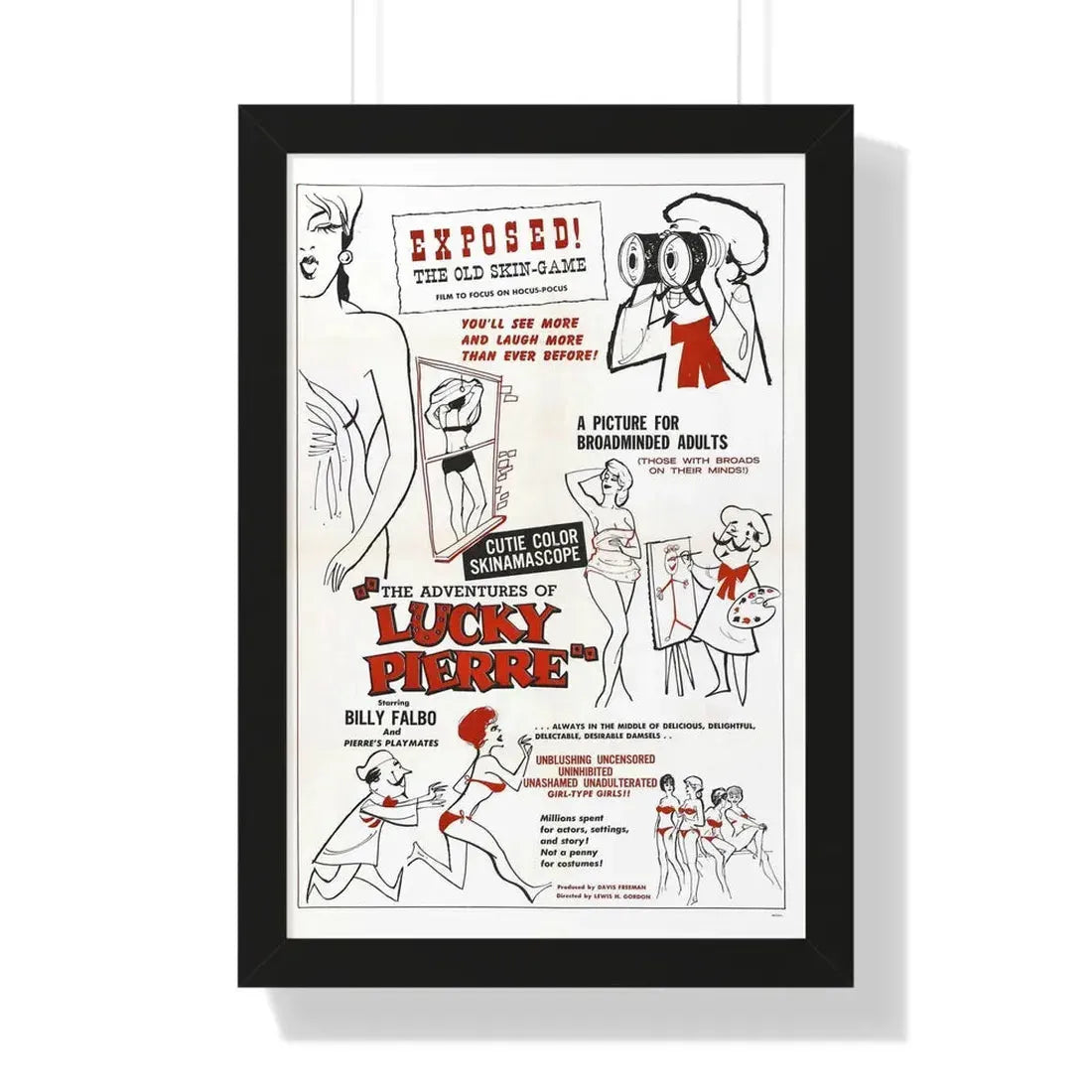 THE ADVENTURES OF LUCKY PIERRE 1961 - Framed Movie Poster 16″ x 24″ Black - The Sticker Space