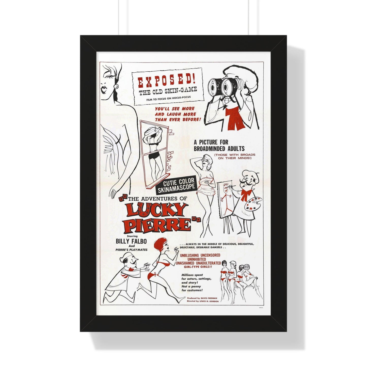 THE ADVENTURES OF LUCKY PIERRE 1961 - Framed Movie Poster-16″ x 24″-The Sticker Space