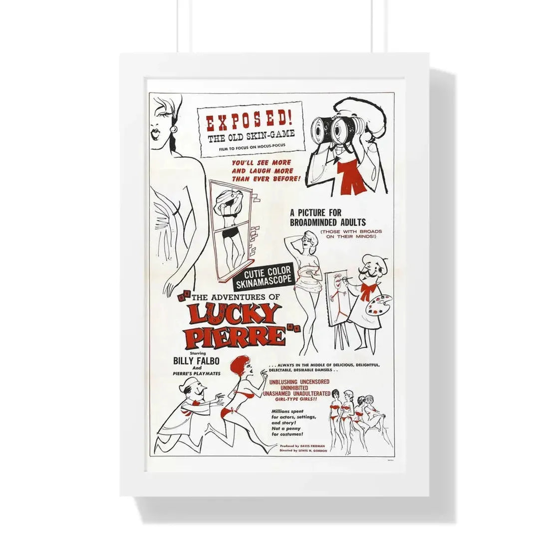 THE ADVENTURES OF LUCKY PIERRE 1961 - Framed Movie Poster 16″ x 24″ White - The Sticker Space