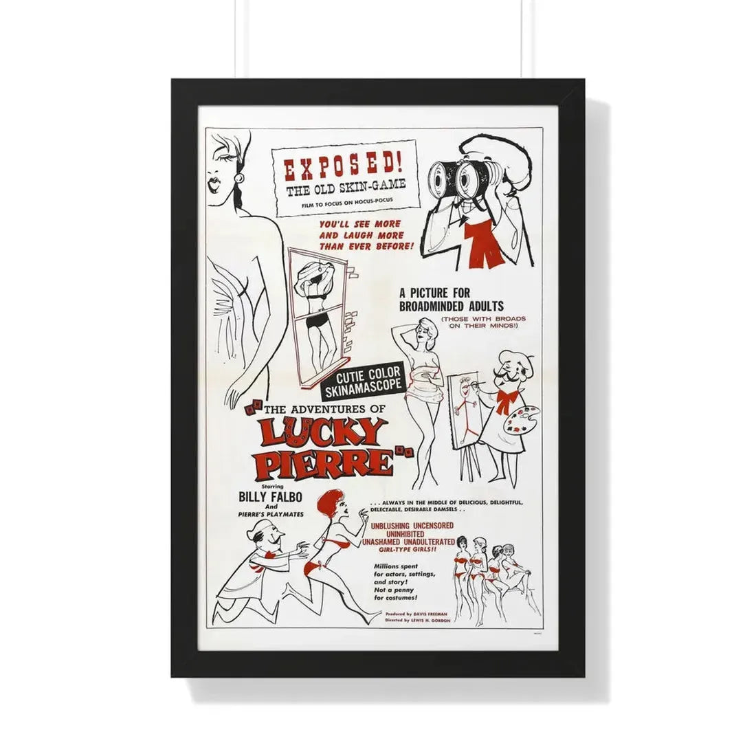 THE ADVENTURES OF LUCKY PIERRE 1961 - Framed Movie Poster 20" x 30" Black - The Sticker Space
