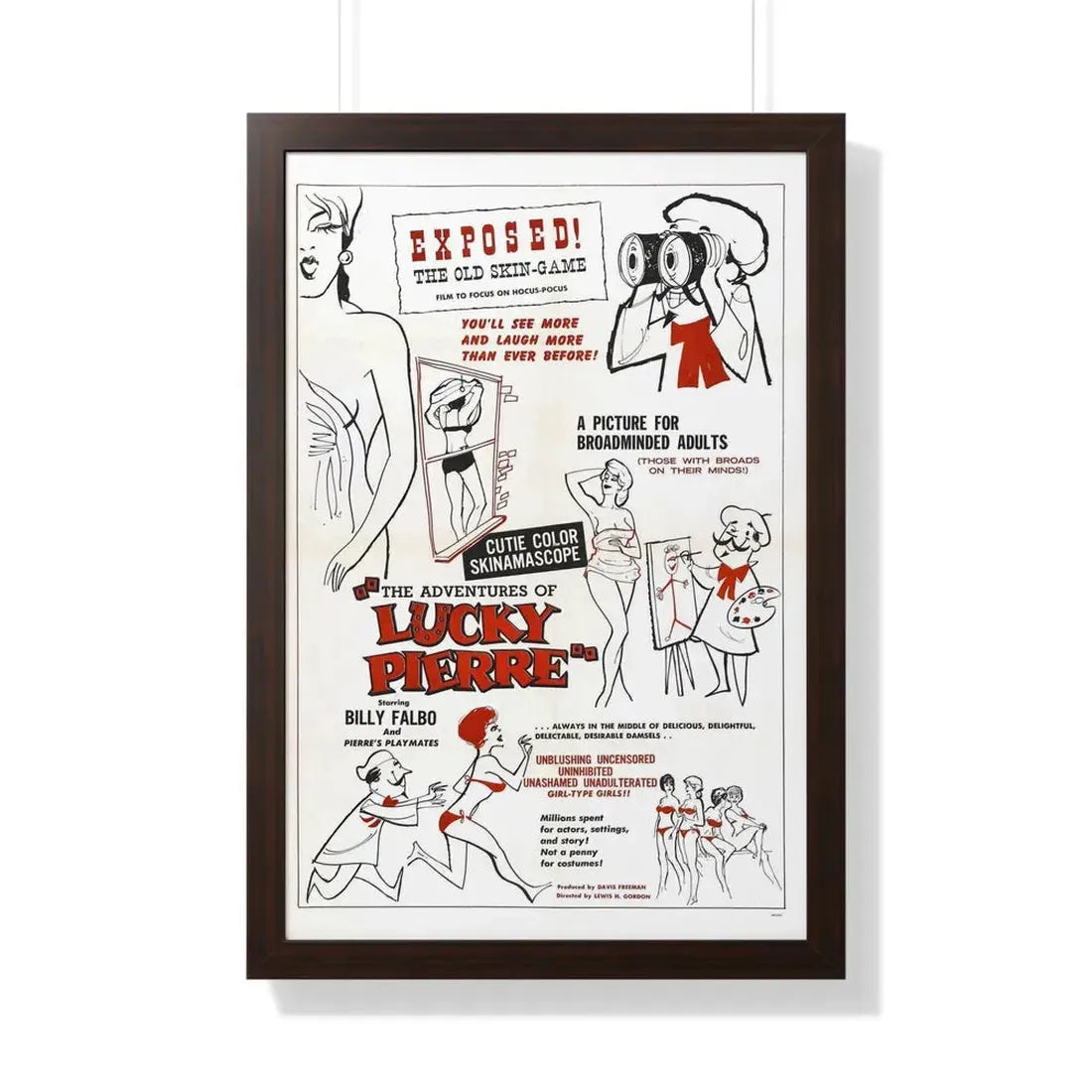 THE ADVENTURES OF LUCKY PIERRE 1961 - Framed Movie Poster 20" x 30" Walnut - The Sticker Space