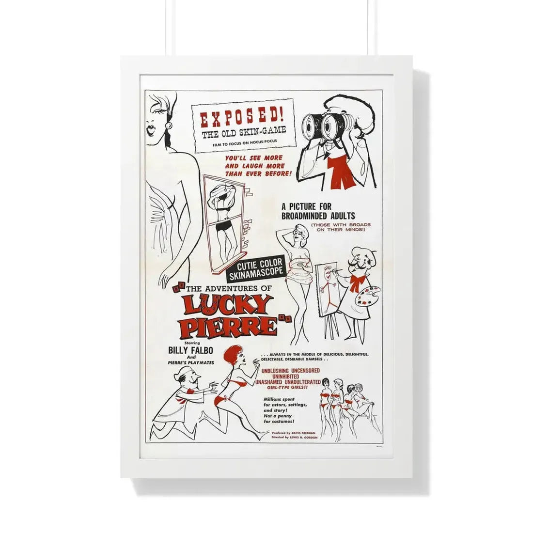 THE ADVENTURES OF LUCKY PIERRE 1961 - Framed Movie Poster 20" x 30" White - The Sticker Space