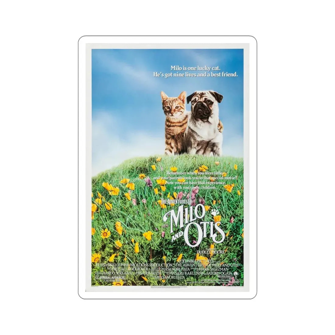 The Adventures of Milo and Otis 1989 Movie Poster STICKER Vinyl Die-Cut Decal 5 Inch - The Sticker Space
