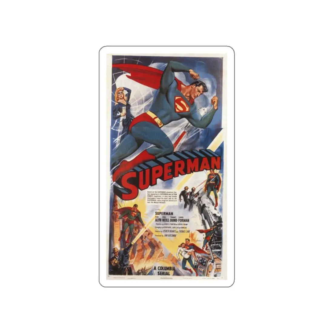 THE ADVENTURES OF SUPERMAN 1952 Movie Poster STICKER Vinyl Die-Cut Decal 2 Inch - The Sticker Space