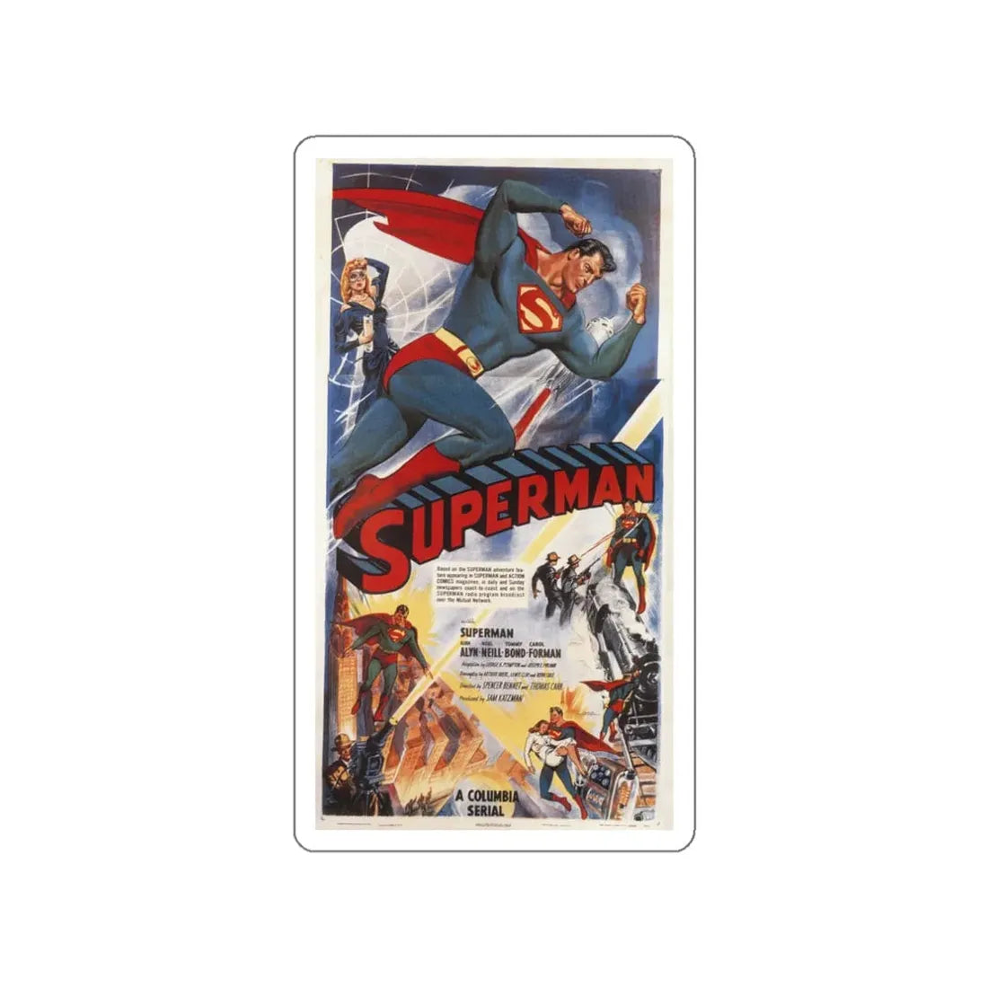 THE ADVENTURES OF SUPERMAN 1952 Movie Poster STICKER Vinyl Die-Cut Decal 3 Inch - The Sticker Space