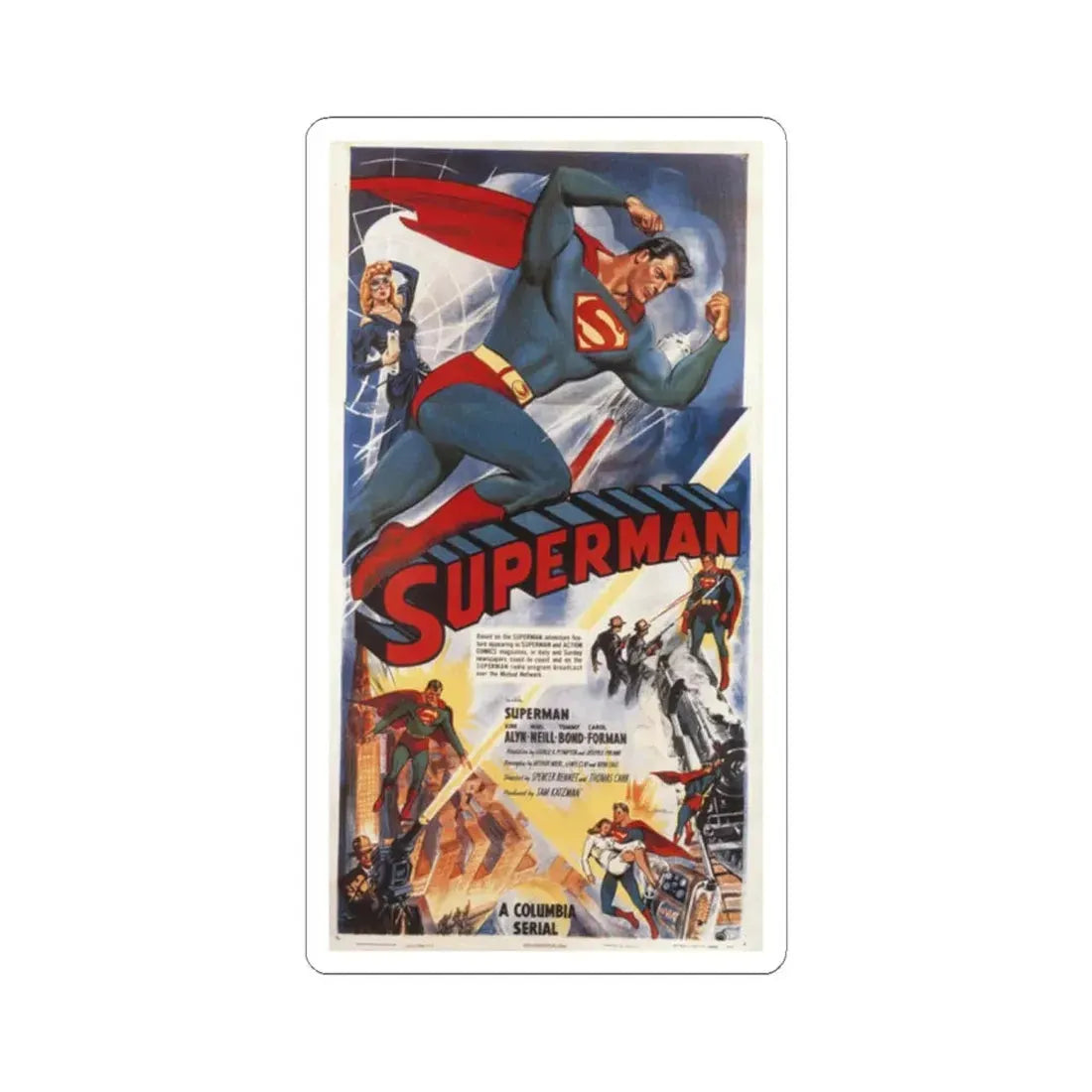 THE ADVENTURES OF SUPERMAN 1952 Movie Poster - STICKER Vinyl Kiss-Cut Decal 2 Inch White - The Sticker Space