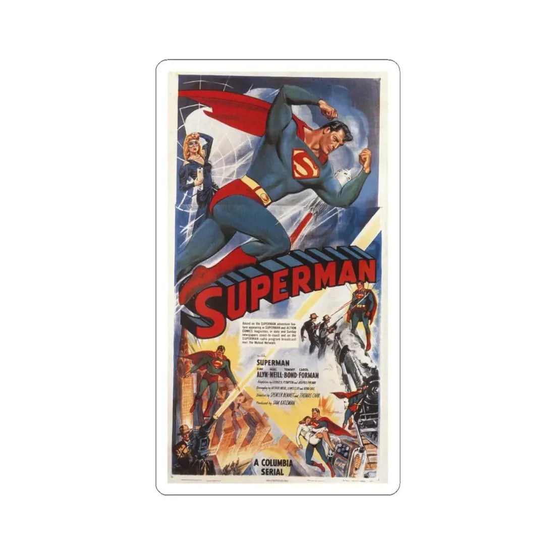 THE ADVENTURES OF SUPERMAN 1952 Movie Poster - STICKER Vinyl Kiss-Cut Decal 3 Inch White - The Sticker Space