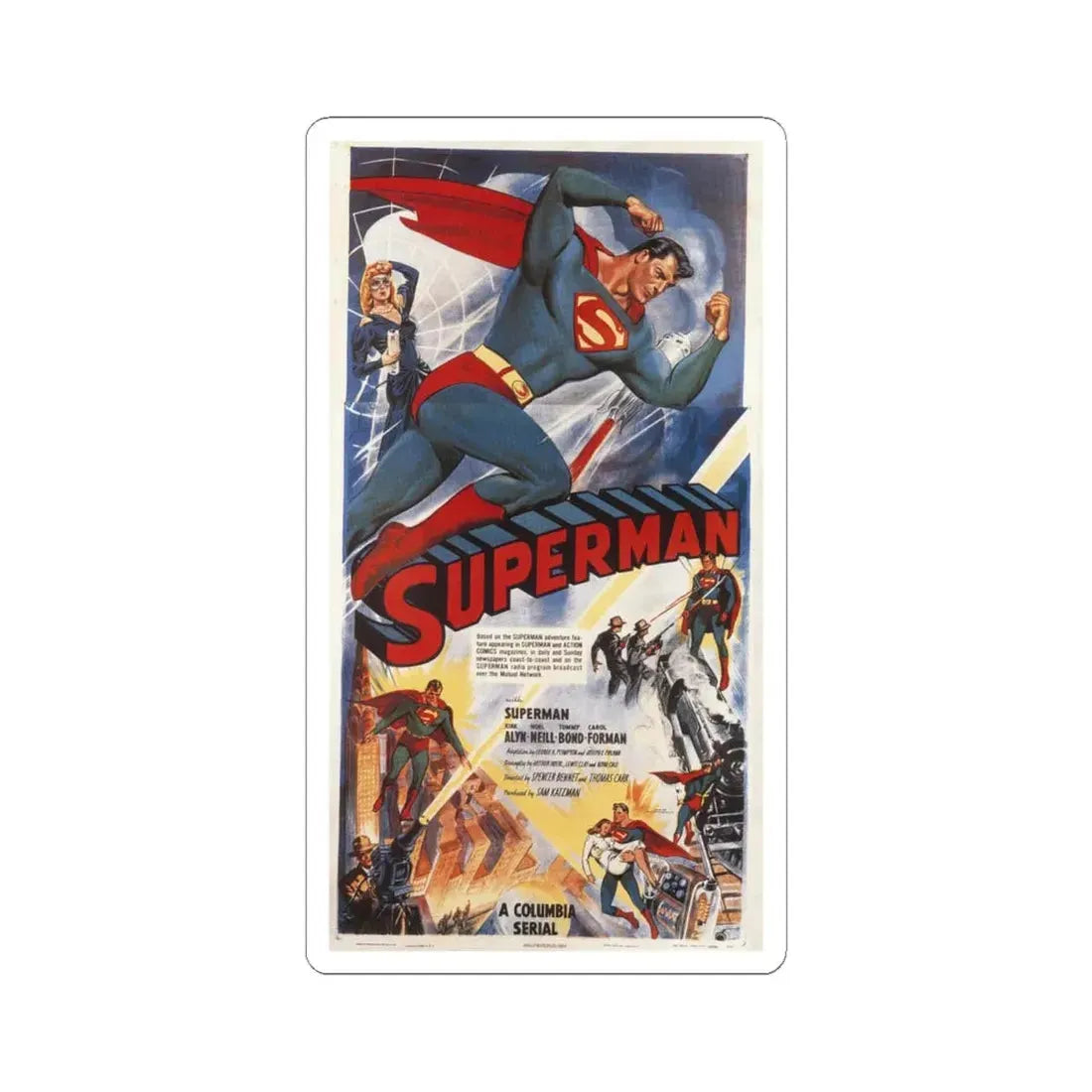 THE ADVENTURES OF SUPERMAN 1952 Movie Poster - STICKER Vinyl Kiss-Cut Decal 4 Inch White - The Sticker Space