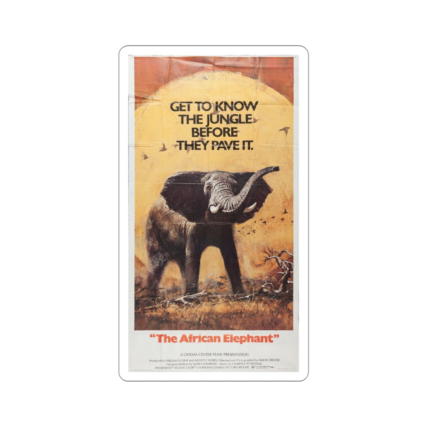 The African Elephant 1971 Movie Poster STICKER Vinyl Die-Cut Decal-4 Inch-The Sticker Space