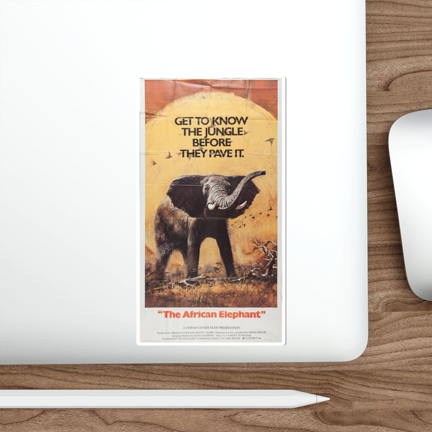 The African Elephant 1971 Movie Poster STICKER Vinyl Die-Cut Decal-The Sticker Space