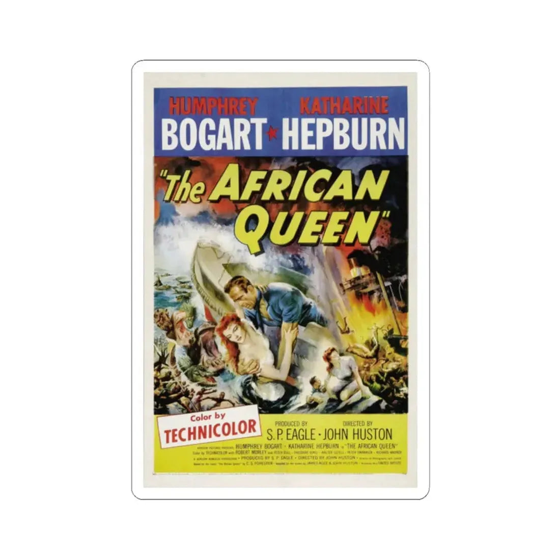 The African Queen 1951 Movie Poster - STICKER Vinyl Kiss-Cut Decal 2 Inch White - The Sticker Space